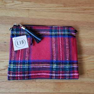 LIB Convertible Clutch Purse Tartan Plaid Red